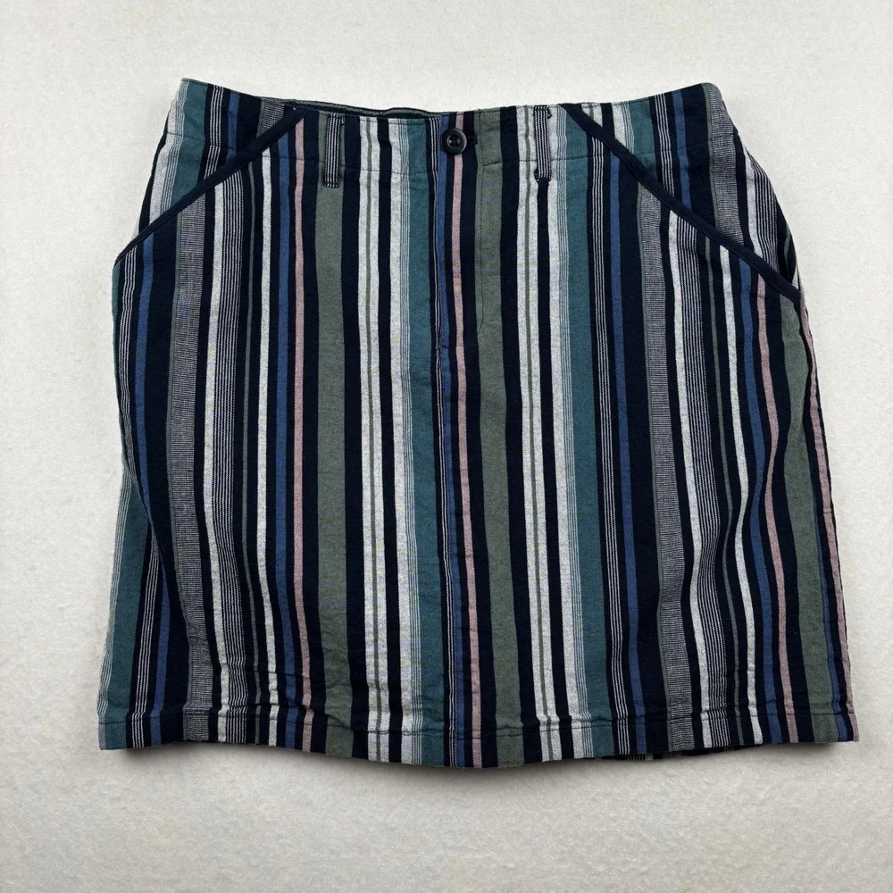 Christopher & Banks Womens Skort 12 Striped A-Line Built-in Shorts‎ Coastal
